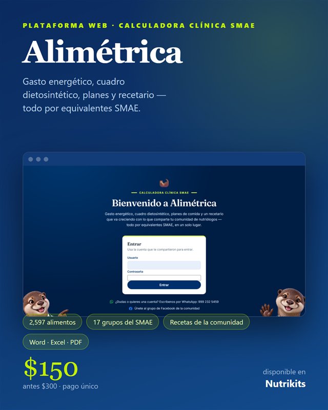 Alimétrica, plataforma web para nutriólogos